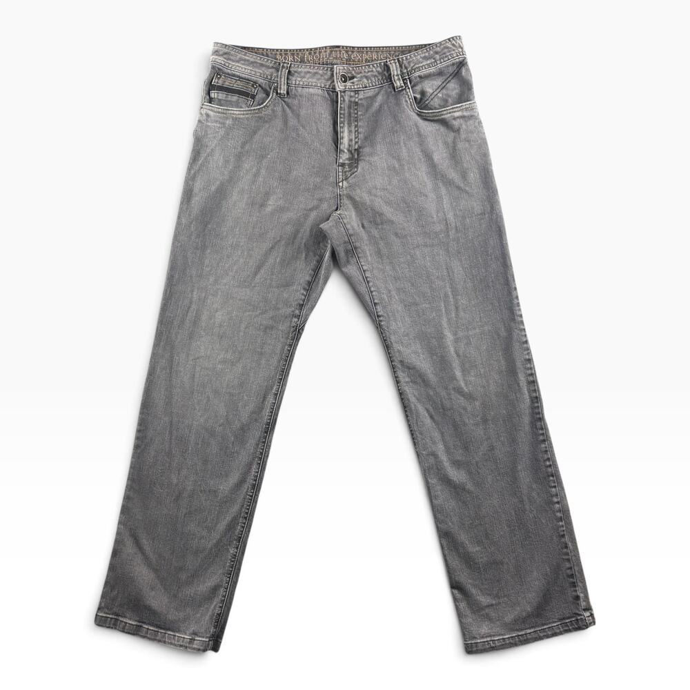prAna Breathe Jeans Mens 36x32 Gray Charcoal Wash Straight Leg Stretch Denim